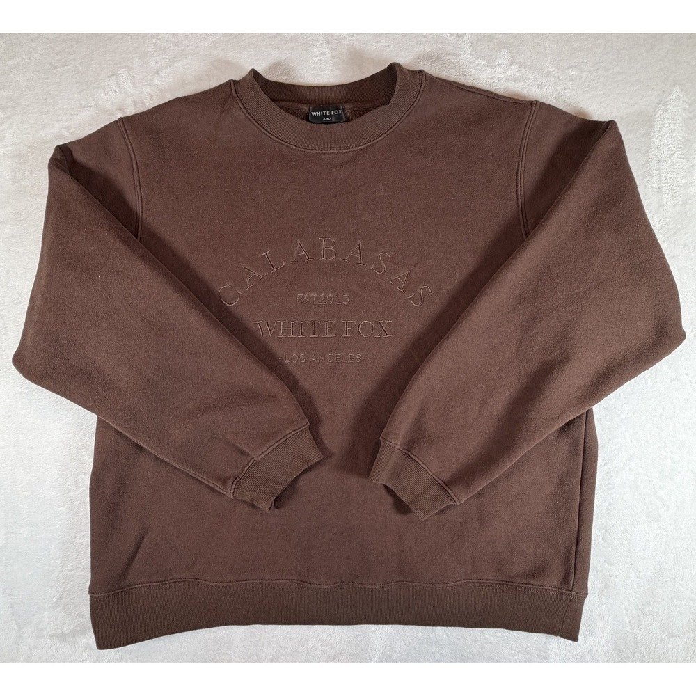White Fox Calabasas Los Angeles Women's Sz L/XL Brown Embroidered Sweatshirt